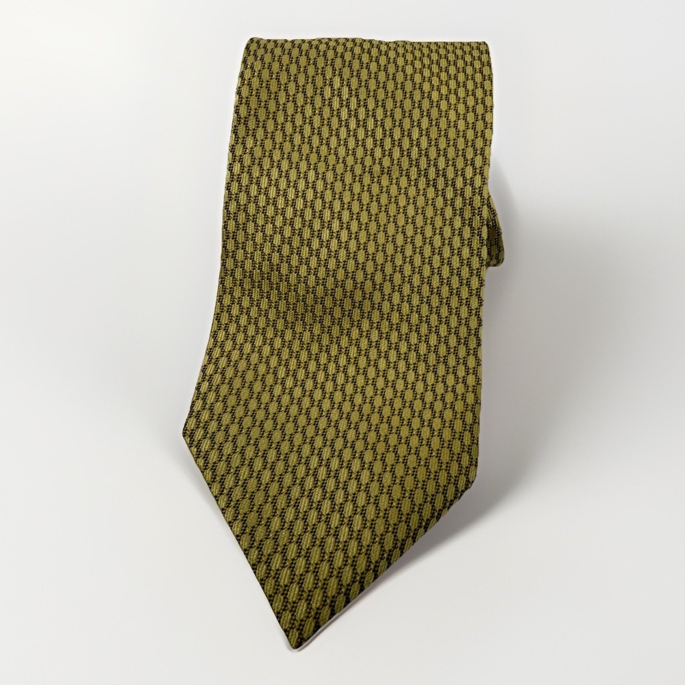 Valerio Garati Pure Silk Handmade Tie Gold Diamonds Geometric Print